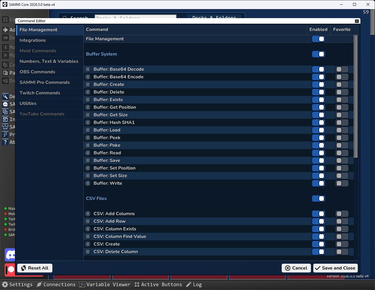 SAMMI Command Editor