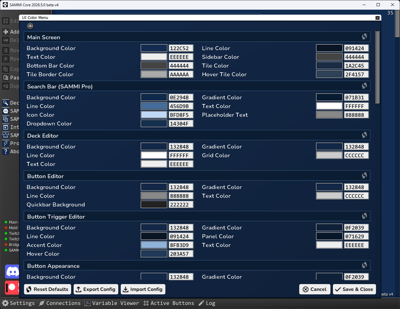 SAMMI UI Color Menu